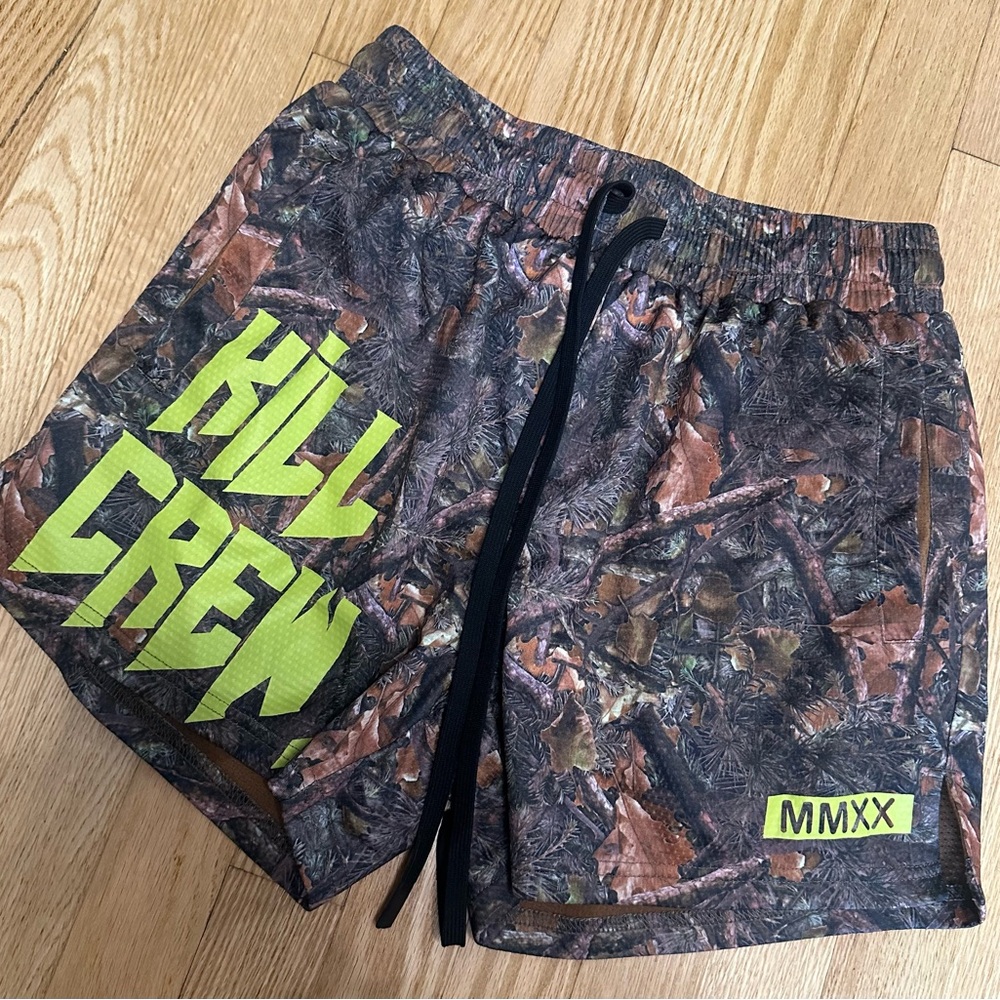 Kill Crew Camo Shorts with Neon Details